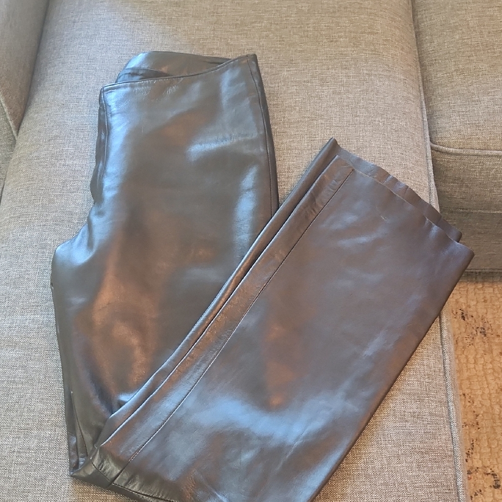 Carina Shiny Black Leather Trousers